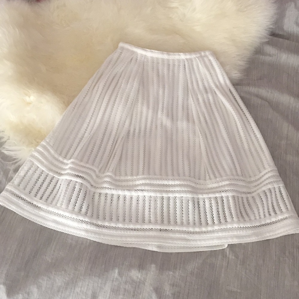 White lace tea-length skirt
